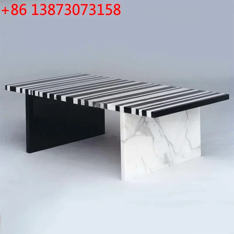Zebra pattern color matching coffee table personalized striped marble tea table coffee table