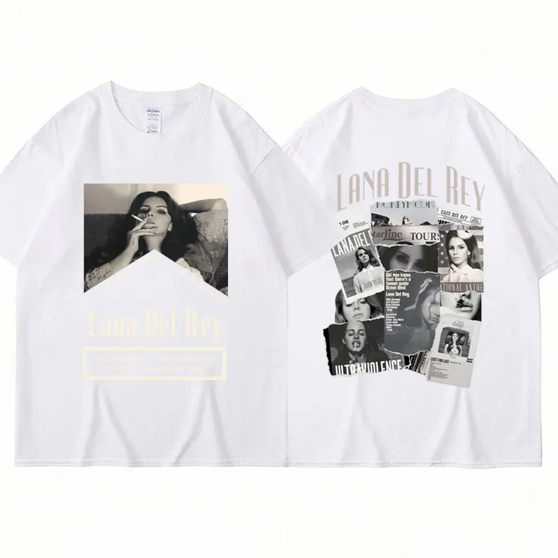 90s Vintage Style Singer Lana Del Rey T Shirts Hip Hop Men Women Gothic T-Shirt Oversized Cotton Casual Tee Shirt Streetwear Y2K