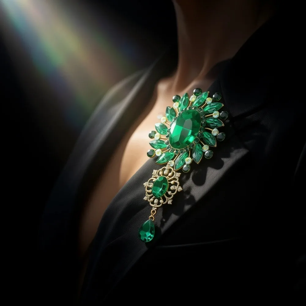 

Набор из 4 крупных брошей с блестящими стразами и кристаллами