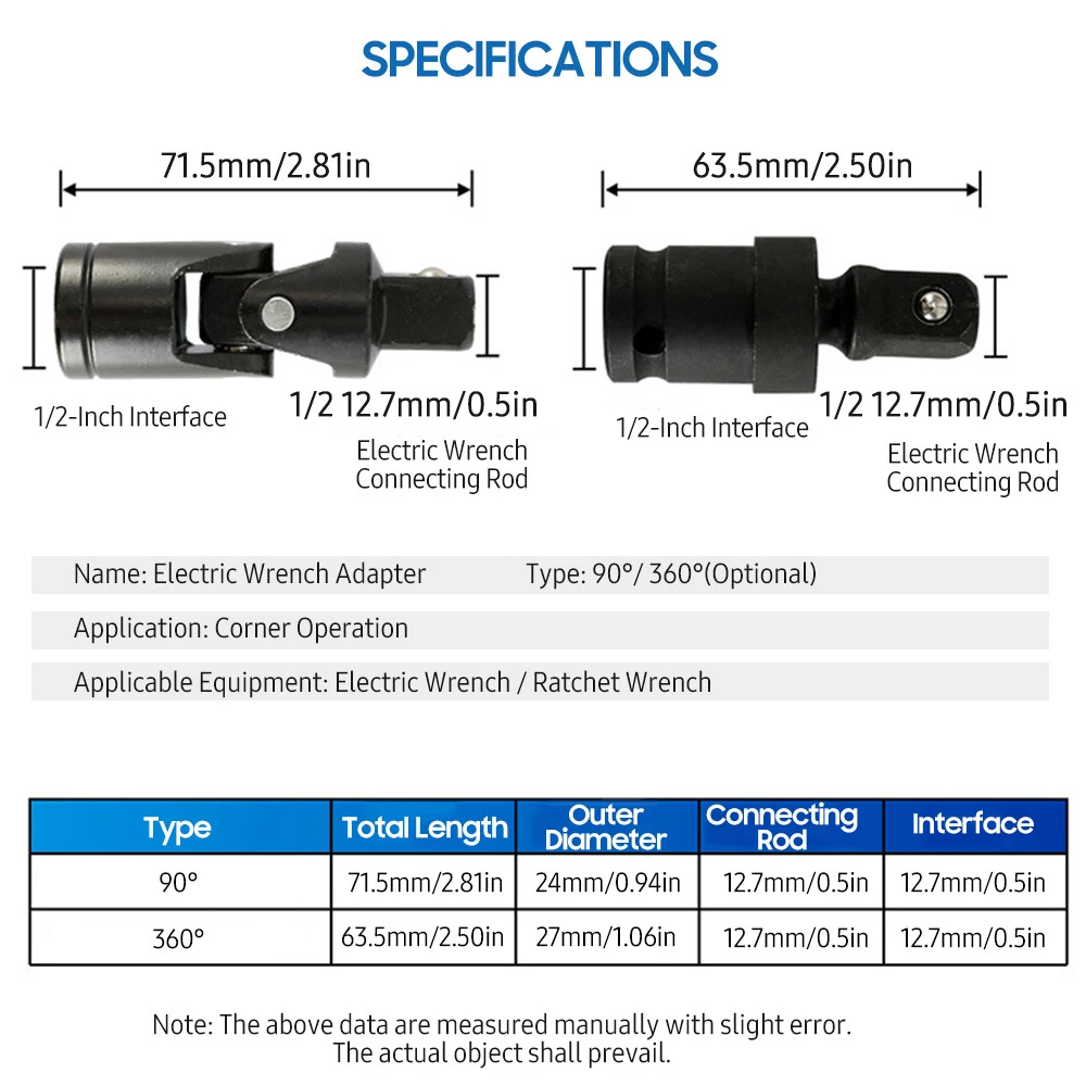 1pc 1/2-Inch Electric Wrench Adapter Normal and enhanced versions Carbon Steel Sleeve Adapter for Ratchet and Electric Wrenches