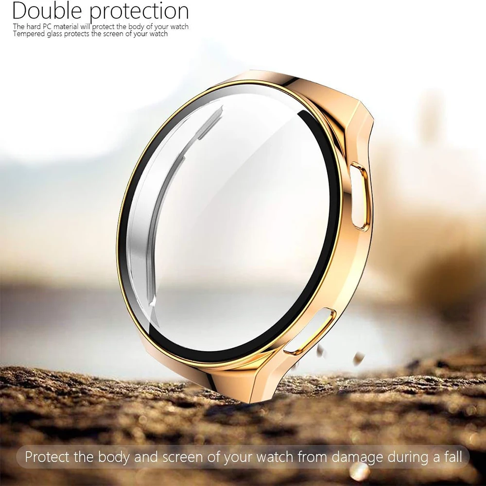 Screen Protector Case for Huawei Watch GT 2e (Full Coverage), Electroplated Bumper & Tempered Glass Film for Huawei Watch GT 2e