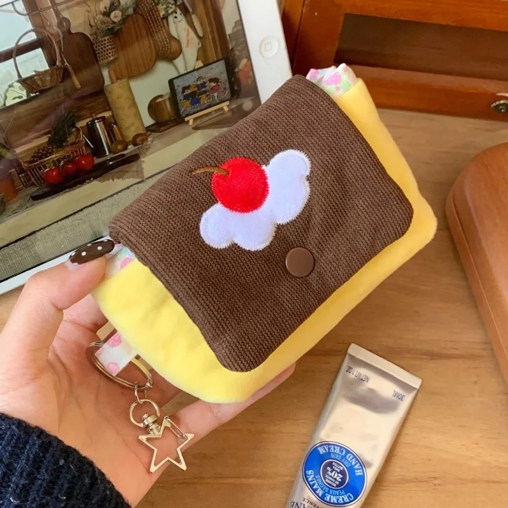 New Cute Cherry Pudding Coin Purse Cartoon Mini Mini Portable Wallet Fluffy Texture Multifunctional Small Pouch Small Pouch