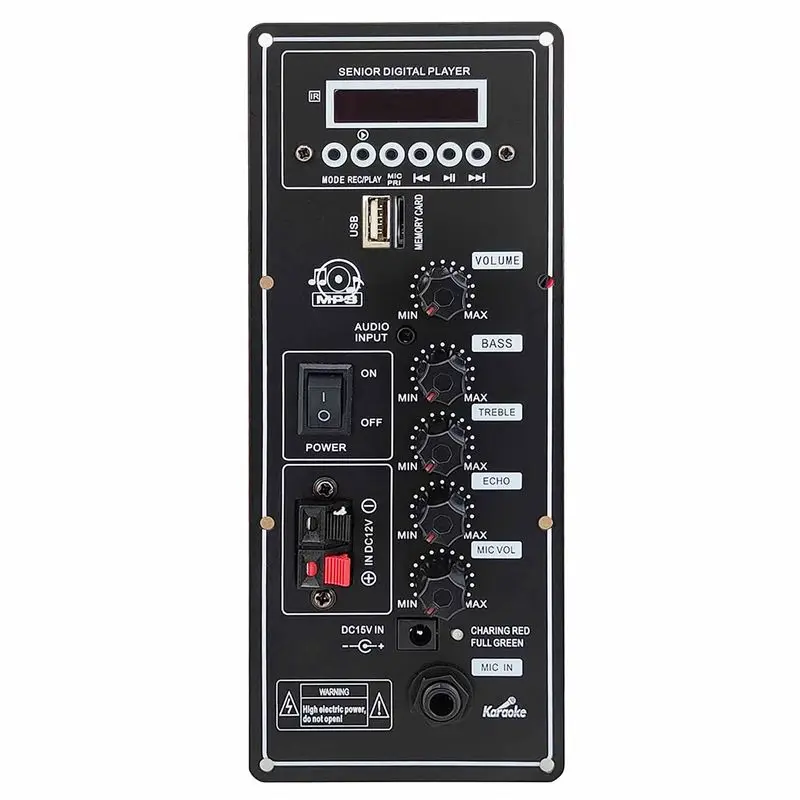 

Плата усилителя B03B-12V для замены, для динамиков Square Dance, с поддержкой Bluetooth, AUX, TF-карт, U-дисков, записью, для динамиков 6-12 дюймов