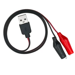 Alligator Clip to USB, Crocodile Clamps to USB Type-A Male Connector Cable Copper Test Leads for Testing Circuit Power Supply