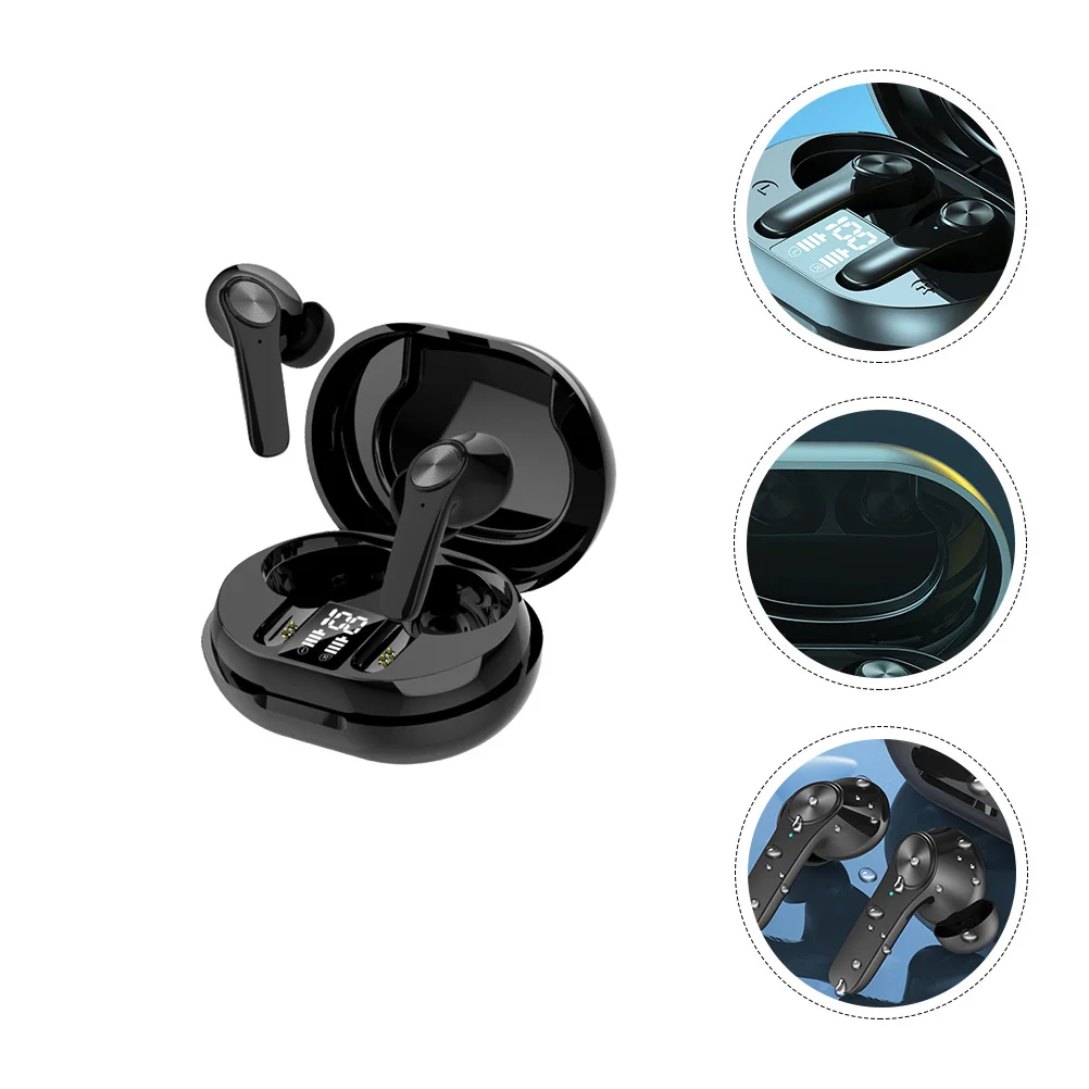 

1Pair Earbuds Mini Wireless Earphone Digital Display Noise Reduction Charging Case Portable Sports Headphones
