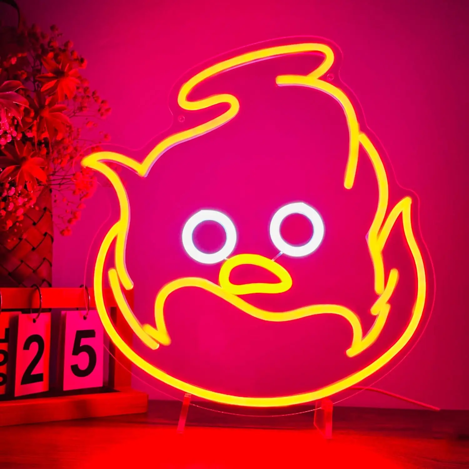 Devil Duck Neon Light Dimmable LED Wall Decor Cute Angry Face Sign USB Powered Helloween Party Bar Kawaii Room Aesthetic Gift