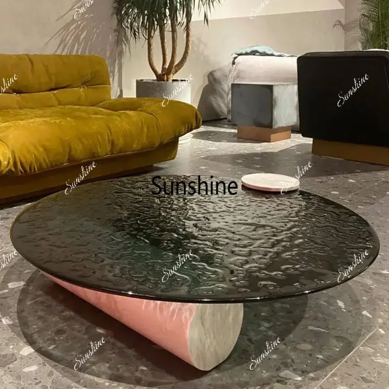 Water ripple round coffee table design, niche, living room minimalist glass ins advanced senseP