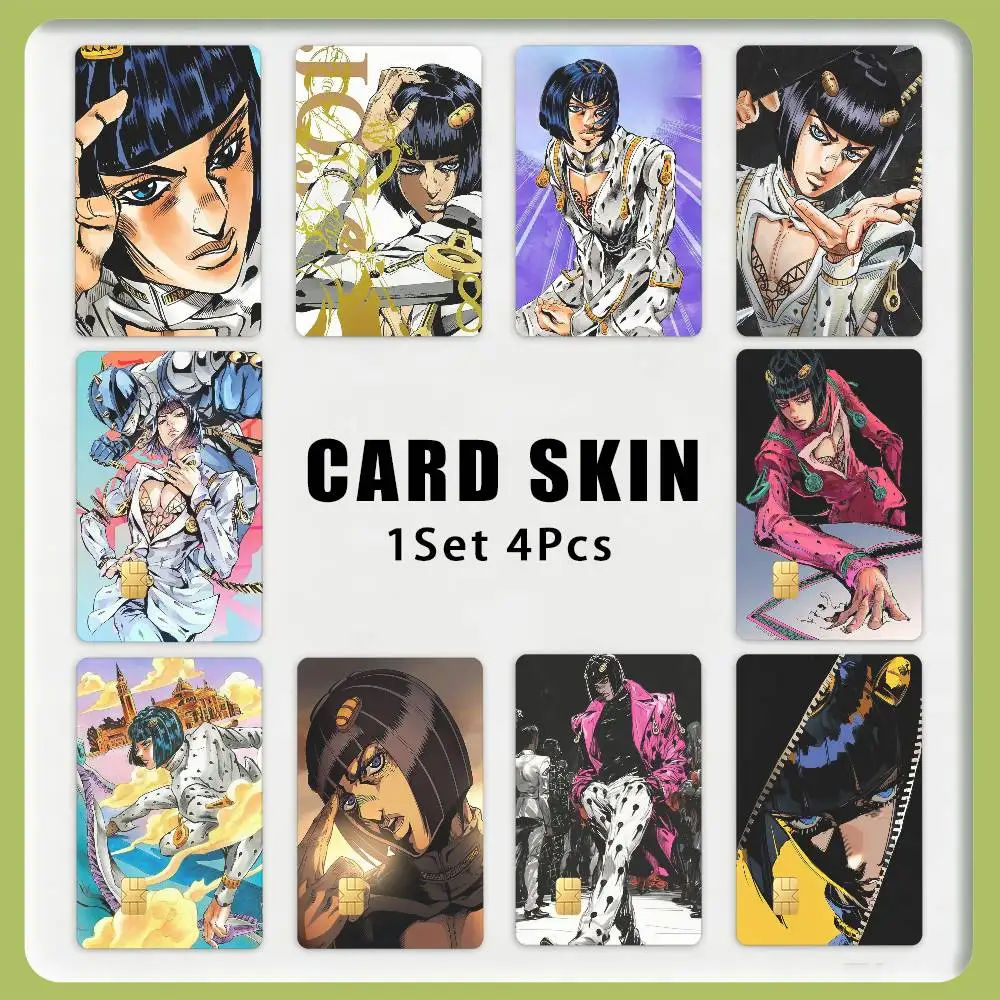Cool J-Jojo B-Bruno Bucciarati 1Set 4Pcs Card Skin Stickers, Waterproof Decorative Film for Credit Debit Bank Bus IC Cards