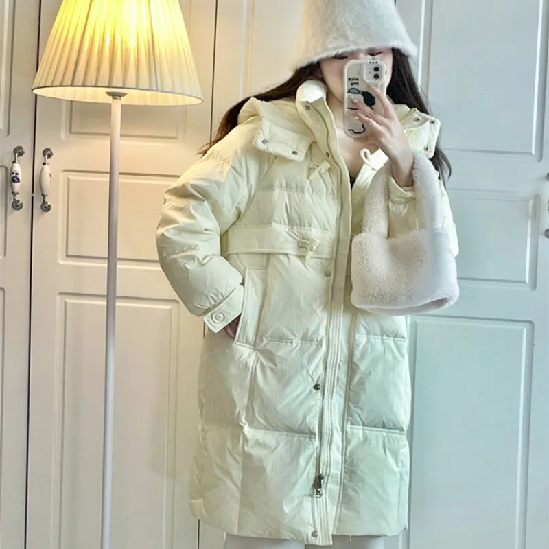 Doudoune à capuche mi-longue pour femme, pardessus femme, vêtements d'extérieur chauds, version Parkas adt optics, loisirs, hiver, nouveau, 2023