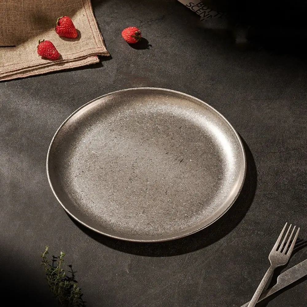Tableware Stainless Steel Steak Plate Vintage Classical Western Dish Creative Durable Storage Tray Hotel Table view 3