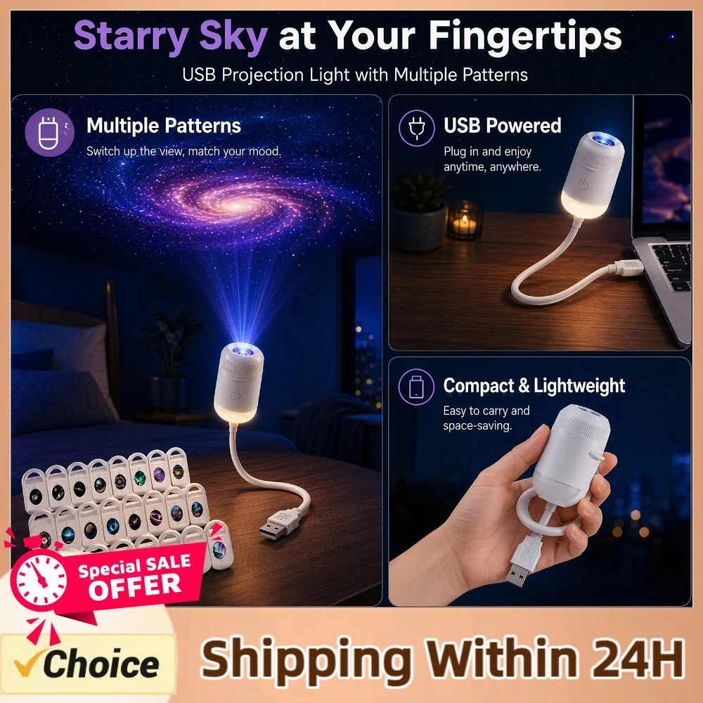 USB Starry Sky Projector Lamp HD Galaxy Star and Ocean Projector Night Light Touch Control Galaxy Projector Light Home Car Decor