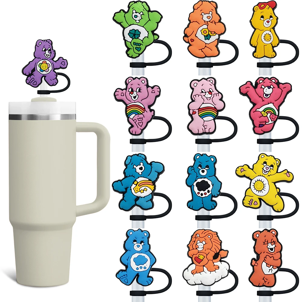 

Hot 1-6PCS Rainbow Bear Straw Cover Cap 10MM Drink Straw Plug Reusable Splash Proof Drinking Cup Accessories Home Party Gifts