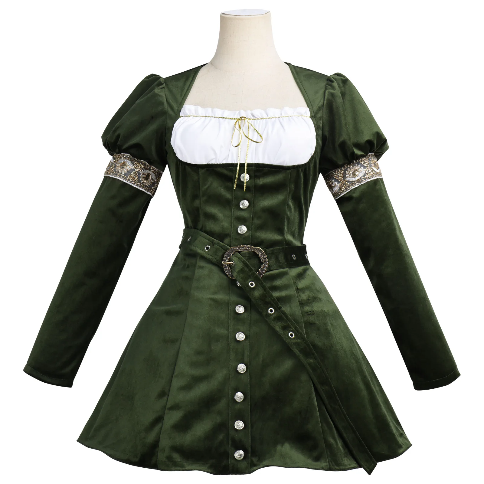 Mittelalterliches Renaissance-Kostüm für Damen, Vintage Viktorianisches Französisches Kleid, Samtrock mit Gürtel, Halloween-Cosplay-Kostüme