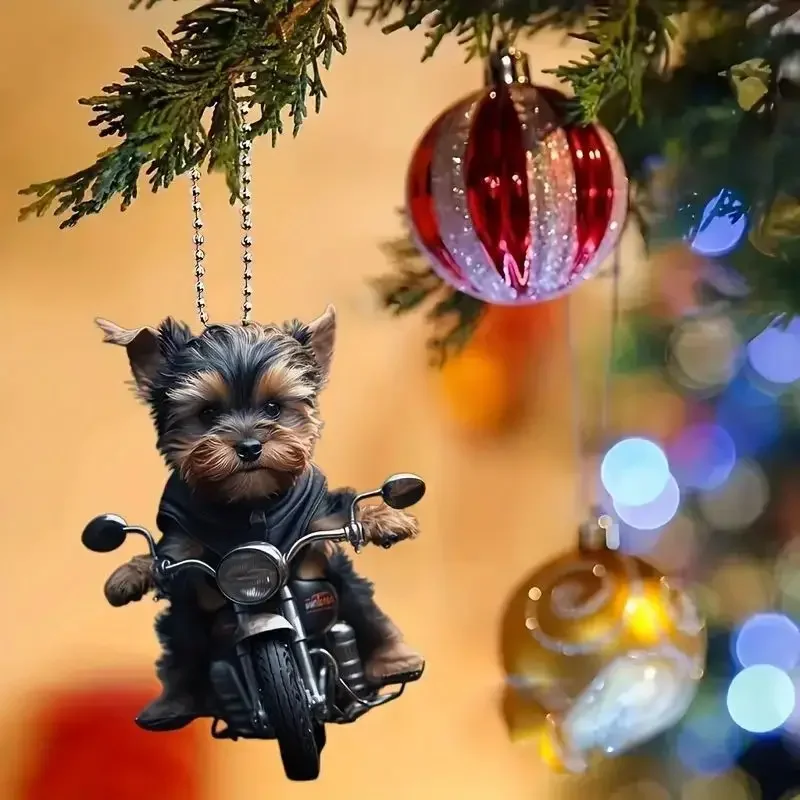 Acrylic Flat Car Pendant Motorcycle Black Dog Backpack Accessories Home Decoration Backpack Pendant Christmas Tree