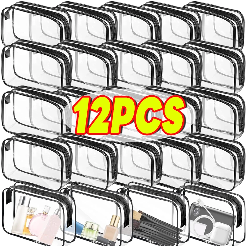 

12PCS Transparent PVC Storage Travel Organizer Clear Makeup Bag Beautician Cosmetic Bag Beauty Case Toiletry Bag Wash Bags