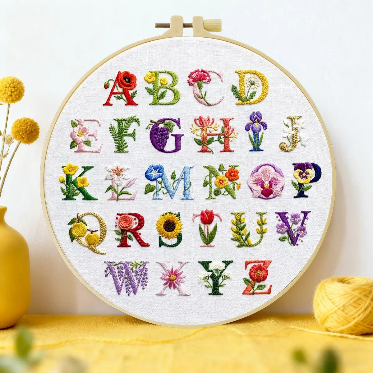 1pc 20X20CM/15X15CM 7.87/6.3inch English Letters Embroidery Starter Kit DIY Kit DIY Embroidery Kit Manualidades Home Decor