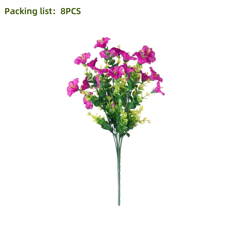 8 stuks kunstbloemen met UV-bescherming - geschikt voor binnen- en buitendecoratie, binnenplaatsen en seizoensvieringen