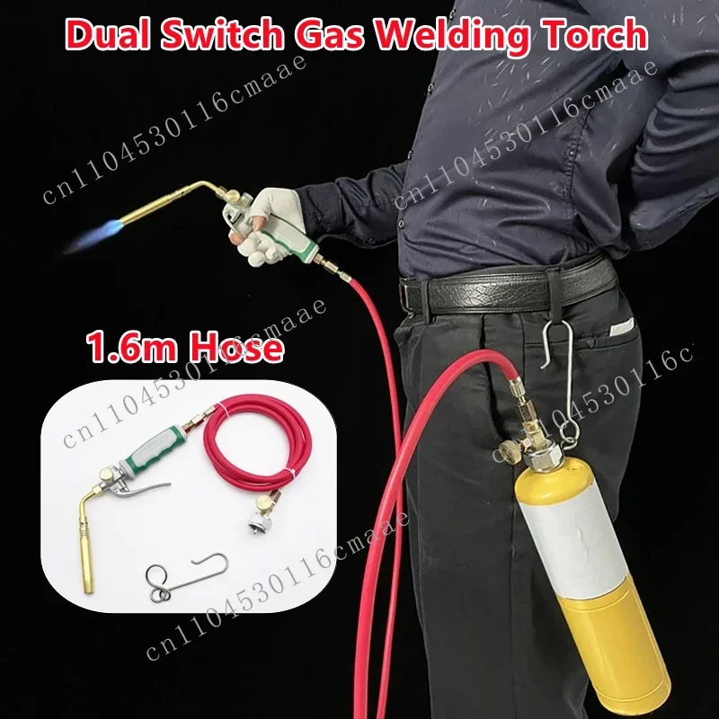 

Professional Dual Switch Gas Torch Brazing Torch of Propane Gas 1.6m Hose for Brazing Soldering Welding Heating Application BBQ