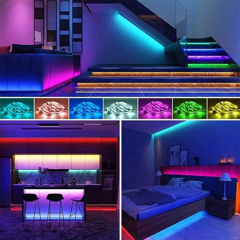 RGB Color LED Strip Light para decoração do quarto, TV Backlight para Festival, USB, Bluetooth, 5050, 5m, 10m, 15m, 20m, 30m