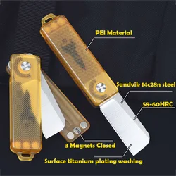 PEI 360° Rotating Folding Knife 14C28N Blade Outdoor Camping Fruit Knife EDC Tool Open Express Tactics Self-Defense Gift