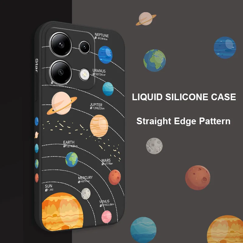 Deductive Planet Phone Case For Xiaomi Redmi Note 14 13 12 12S 11 11S 10 10S 9 9S Pro Plus 4G 5G Liquid Silicone Cover