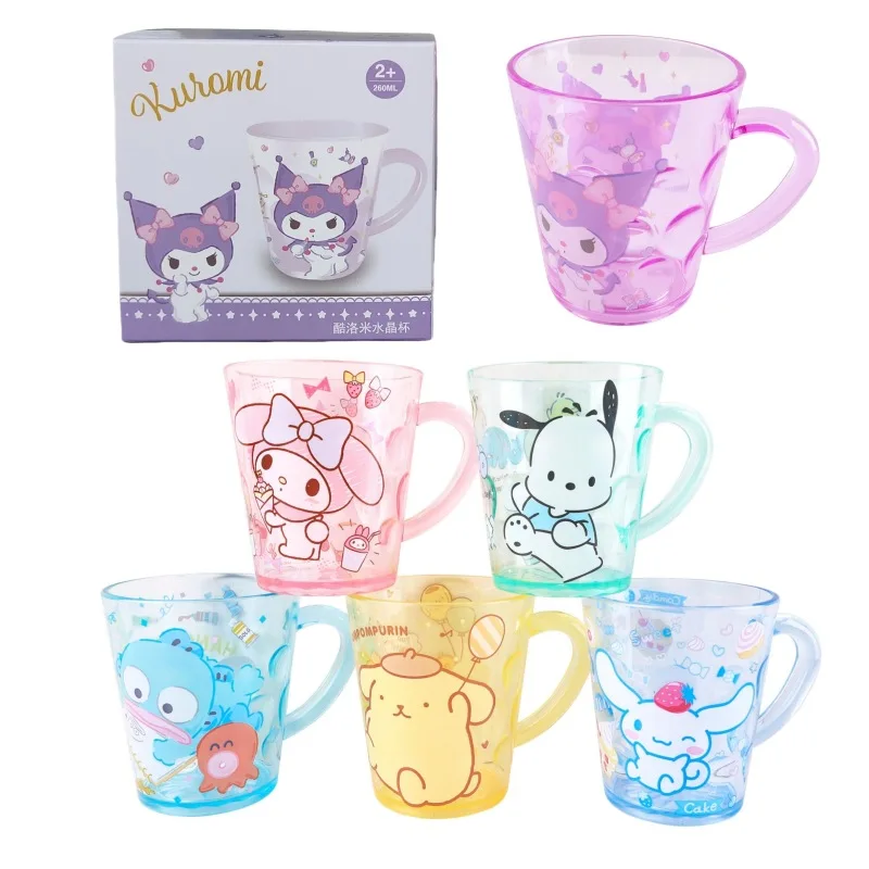 

Kawaii Sanrio My Melody Children's Crystal Cup Cartoon Cute Kuromi Cinnamoroll Anime Plastic Water Cup Toothbrushing Cup Gifts