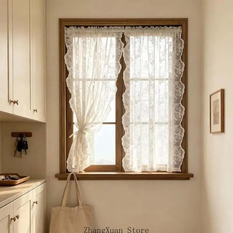 Schlafzimmer-Vorhang-Set, bestickte, transparente Bahnen für ruhige Privatsphäre, 3 x – Detail 4