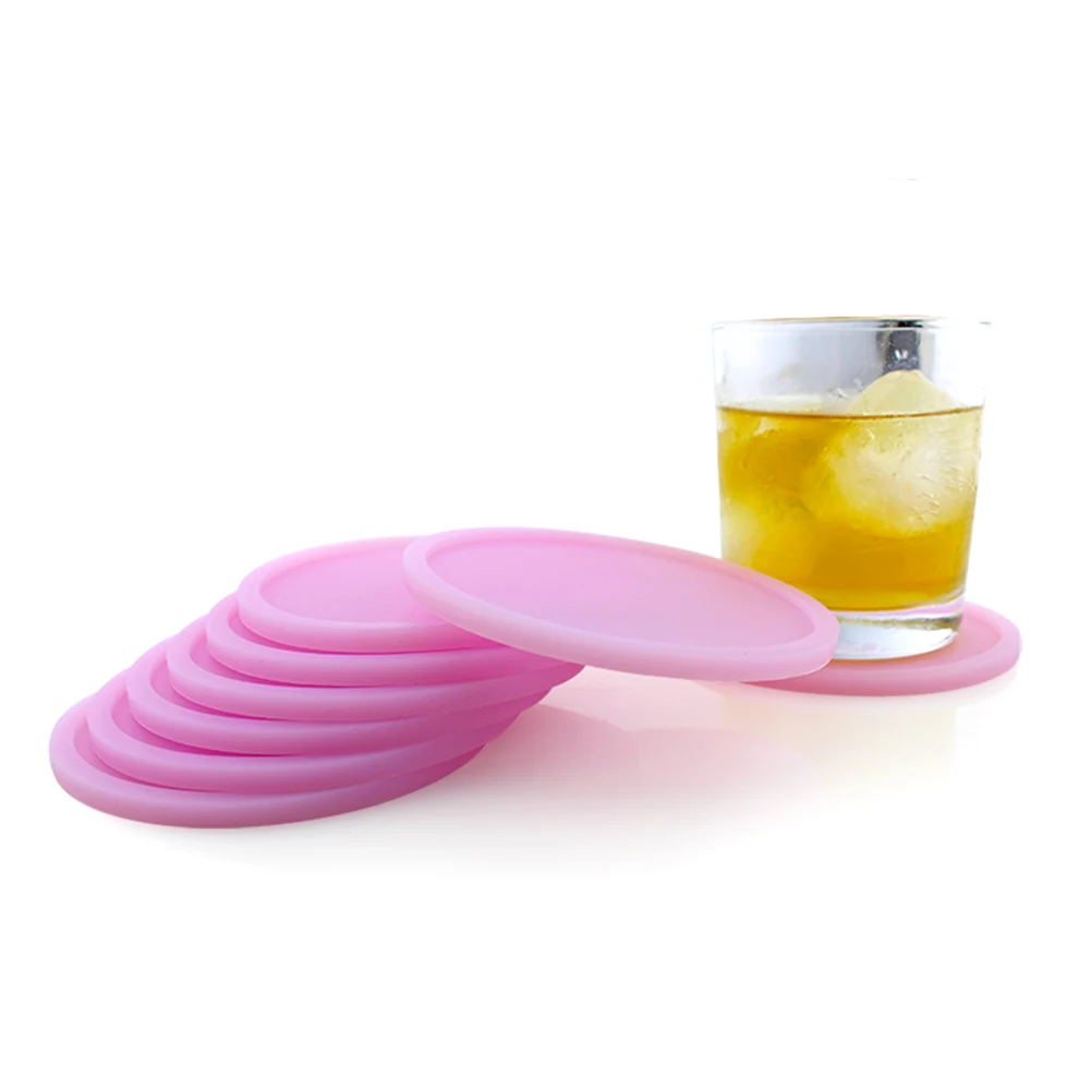 

5 Pcs Luminous Coasters Anti-slip Mat Silicone Waterproof Cup Round Pad Glowing