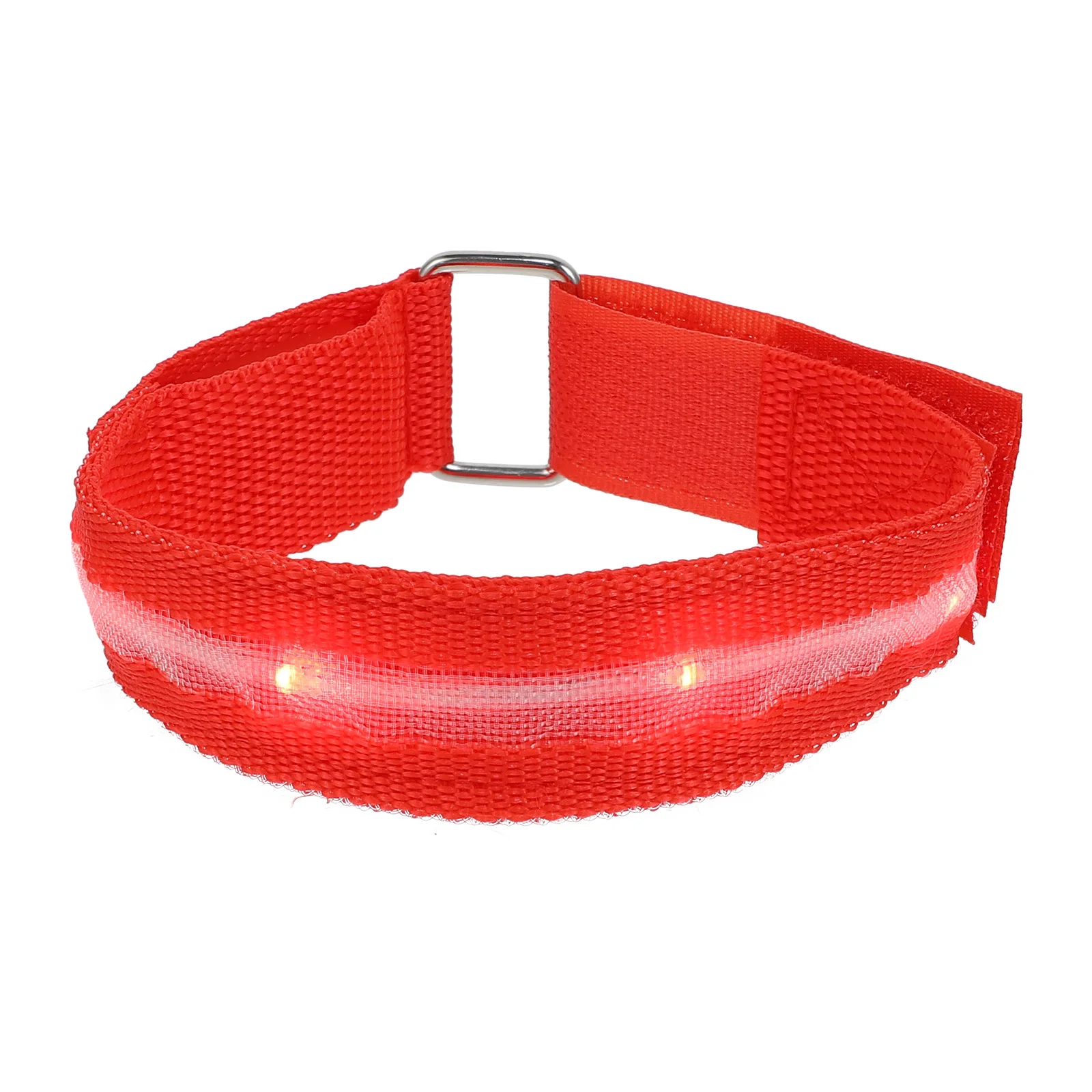 Brazalete LED rojo de nailon de alta calidad, ajustable, para correr de noche, luz de señal, pulsera de seguridad, cinturón de brazo brillante para deportes al aire libre, 1 Uds.