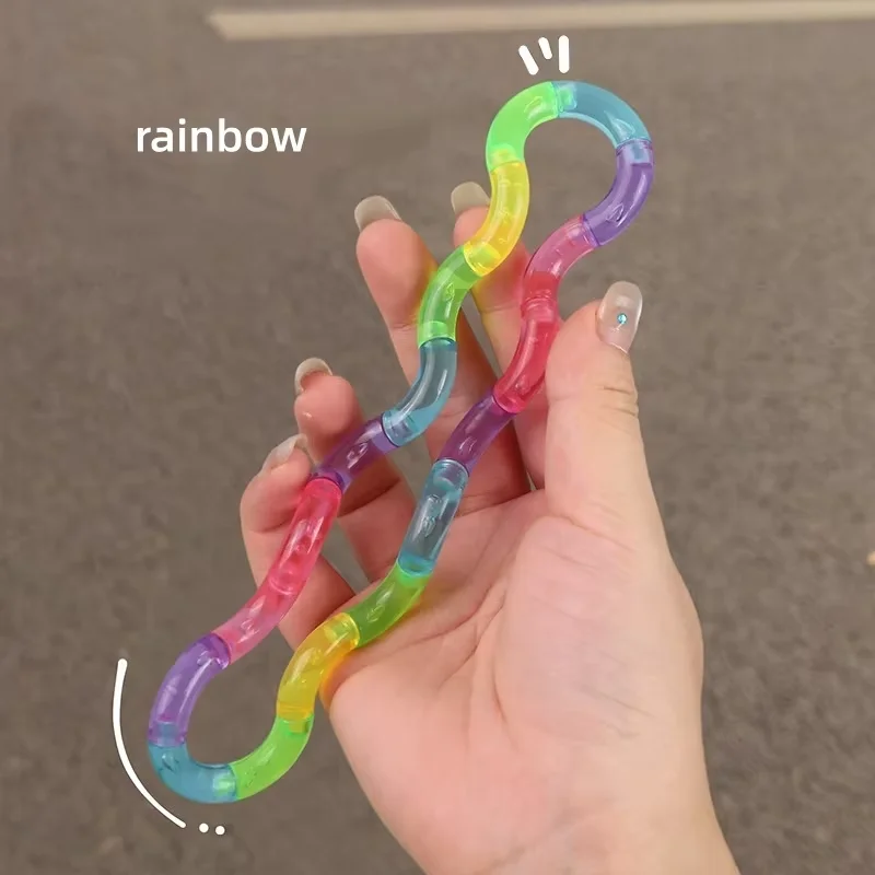 Deformable Rope Fidget Toy Deformation Rope Knot Pressure Stress Relief Toys Rrainbow Color Anti Stress Deformable Rope Best Toy