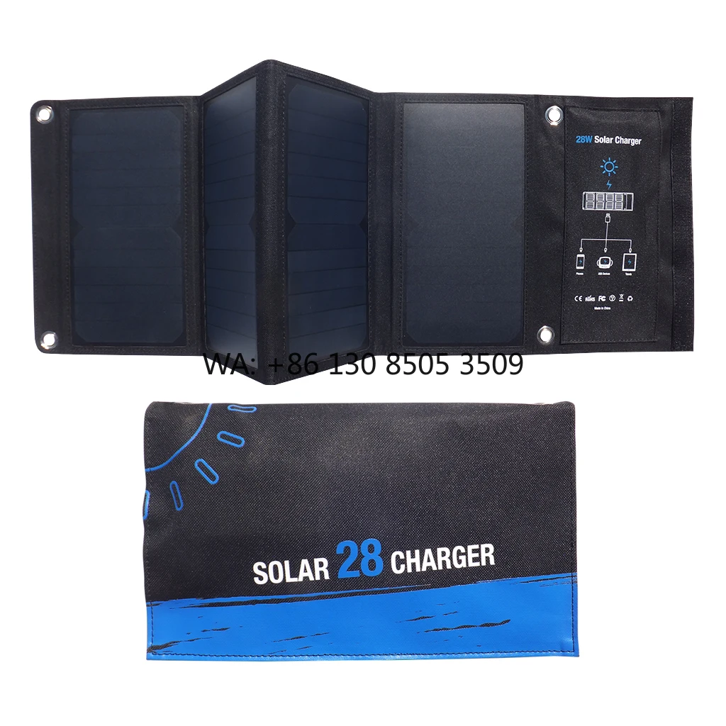 

Best Price Portable Sunpower 28W Foldable Solar Panel Camping Dual USB 5V QC3.0 Charger with 24% Efficiency for Smartphones