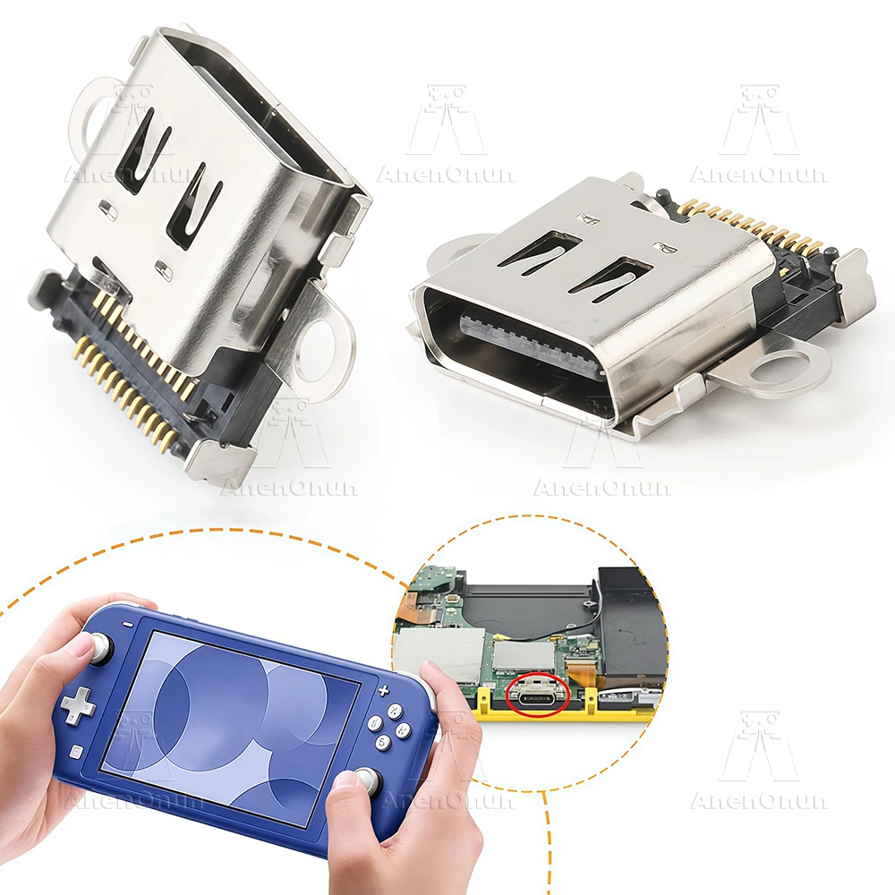 USB-C Charging Port for Switch Lite Replacement Repair Part Console Dock Connector Charge Power Socket Jack Port Durable Fix Kit