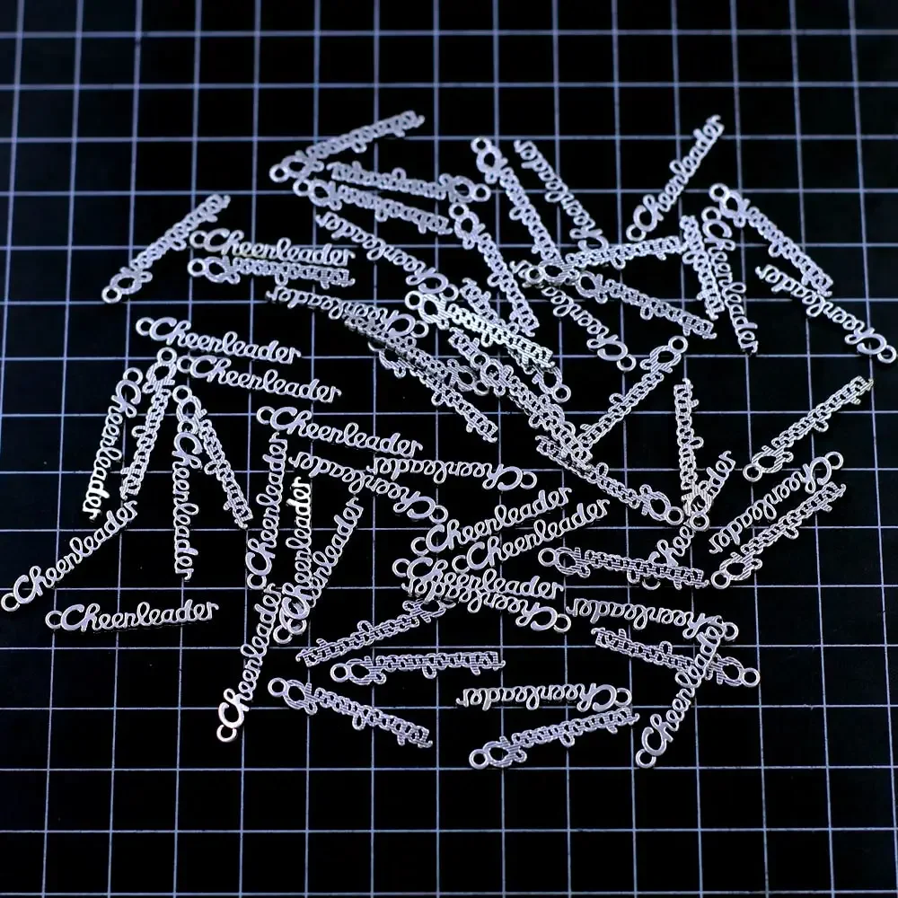 150Pcs Pendants Letters Cheerleader Carved Hollow Silver Tone For Charm Bracelets Jewelry DIY Findings 27x5mm