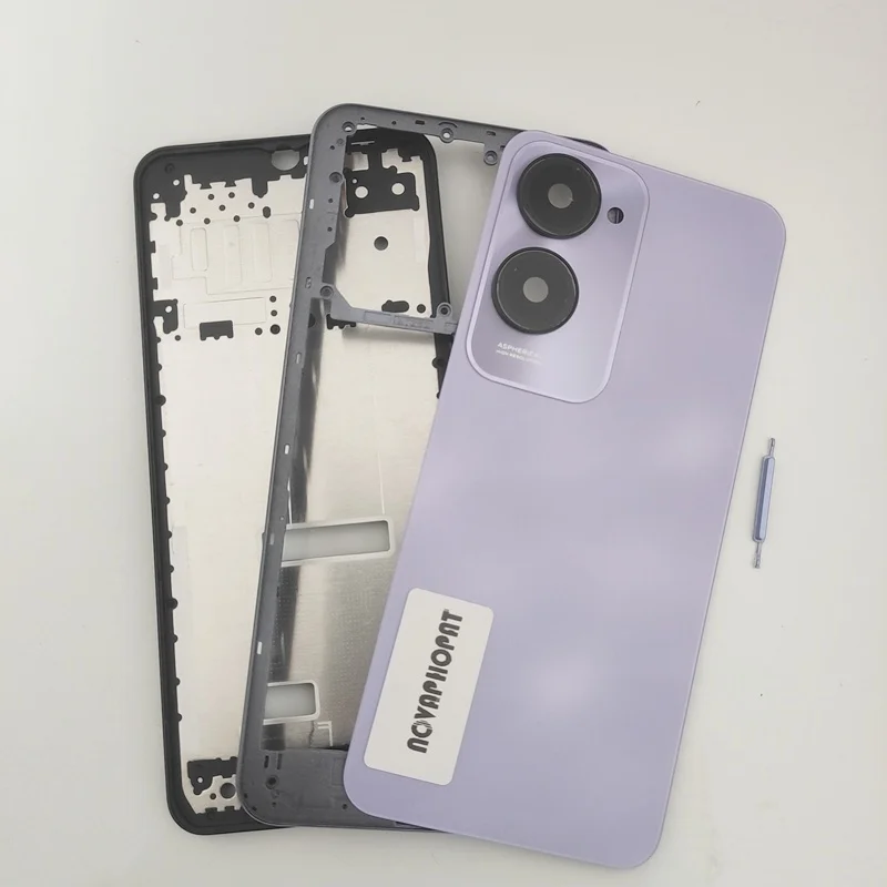 LCD Faceplate Frame Middle Bezel For Vivo Y18 Battery Cover Back Rear Door Full Housing Camera Glass Lens Side Volume Button