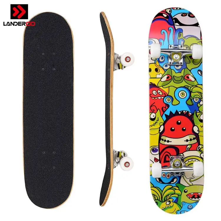 Factory Direct 31 inch 9 layer Chinese Maple Double Kick Skateboard Wooden Skateboard