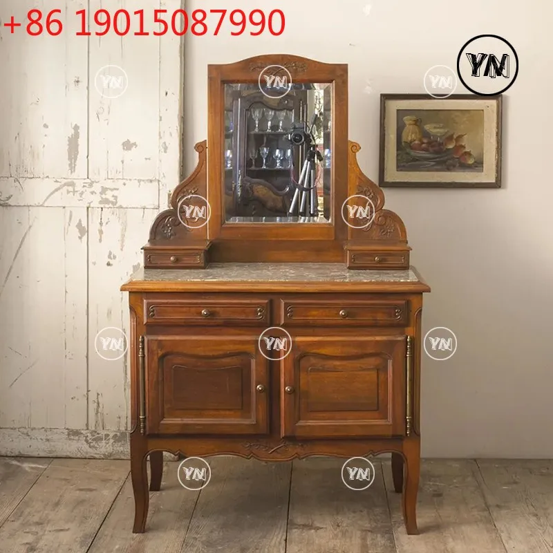 

French retro rock slab makeup table solid wood carving flower dresser/medieval master bedroom writing table