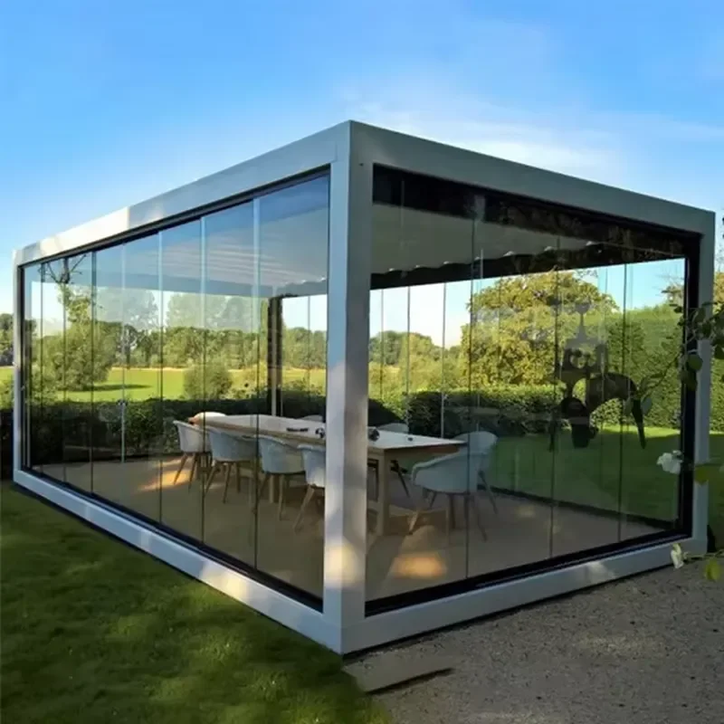 Practical Hot Sale Insulated Roof Panels Garden Buildings Motorized Louver Aluminum Pergola with Aluminum Slat Fence