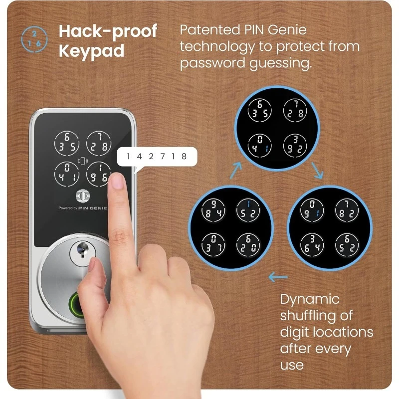 قفل الباب الذكي من سلسلة Secure Pro Zeno، قفل باب دخول بدون مفتاح ببصمة الإصبع للباب الأمامي مع مفتاح منزلي، واي فاي مدمج