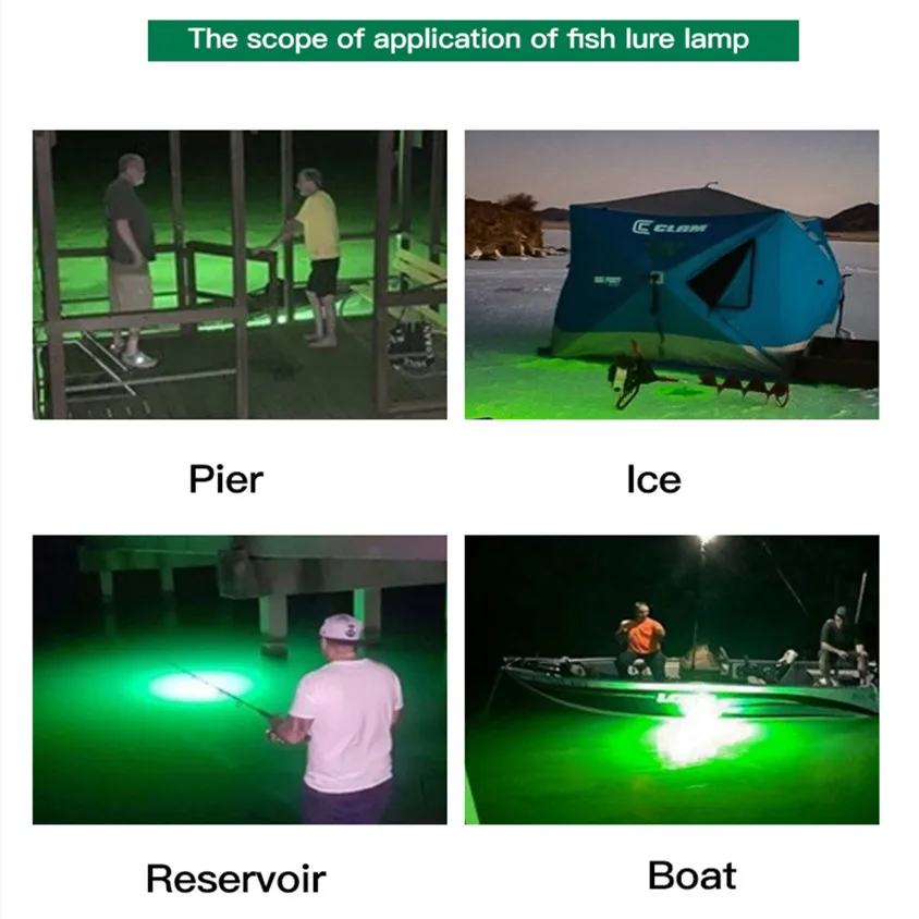 Lampe De Peche Sous علف الاسماك البحرية جاذب Sous Marine De Peche Led 4000 واط مصباح الصيد تحت الماء لوز بارا بيسكا