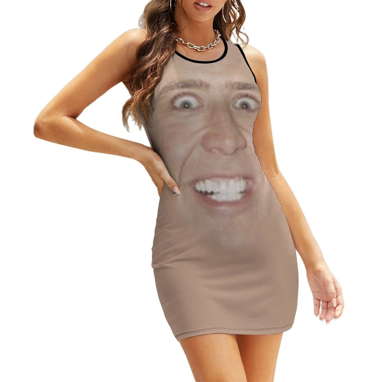 

Nicholas Cage Face Pattern Sleeveless Sundress Dress for pregnant women luxury women's party dress evening prom