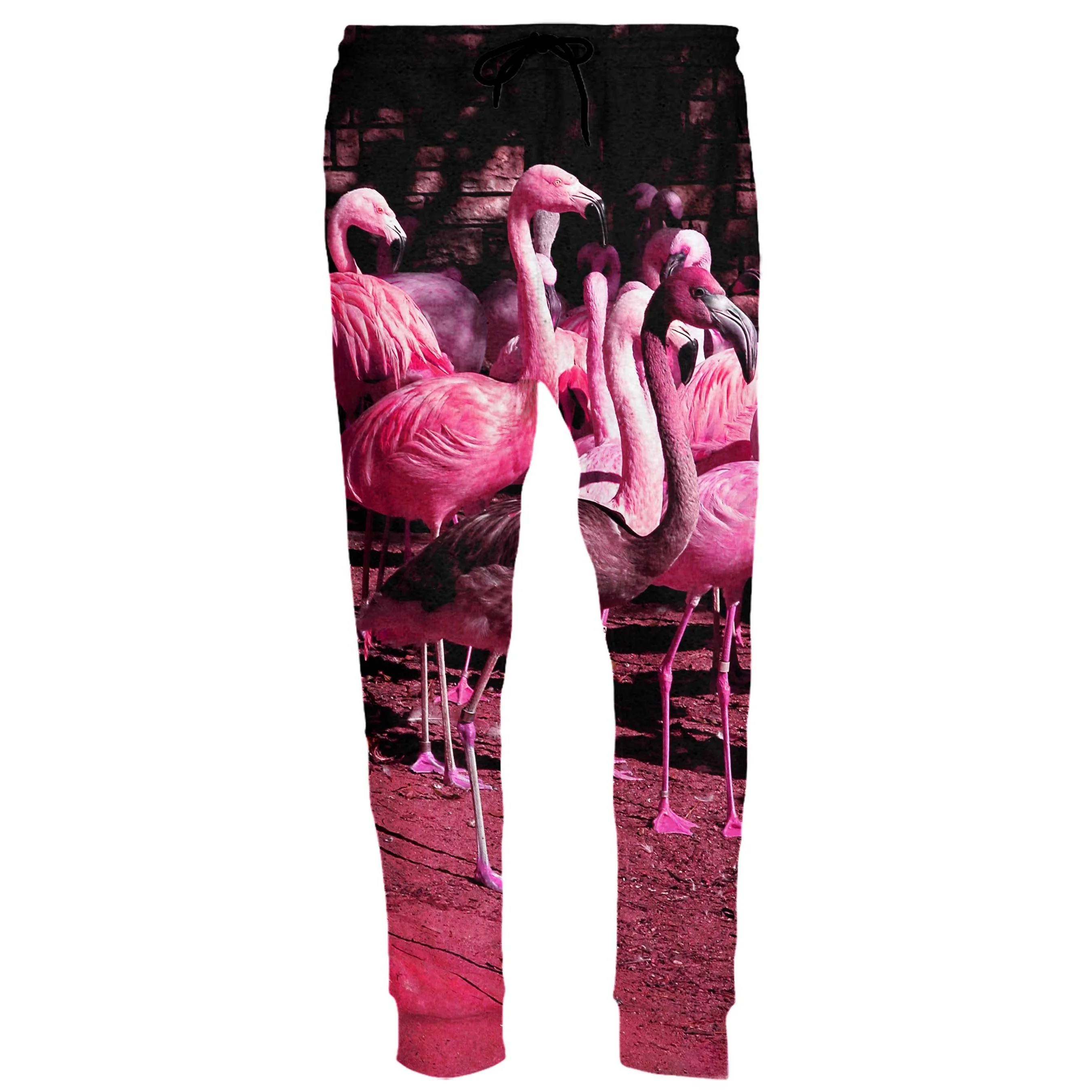 Men's Pink Flamingo Jogging Sweatpants, Tropical Print, Drawstring Sweatpants, Perfect Parties, Music Festivals,  Street Style