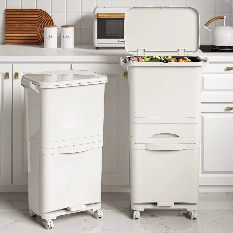 

Кухонное мусорное ведро, стильное, без необходимости наклоняться, бытовое, большой вместимости, с выдвижными секциями для сортировки, гигиеничное