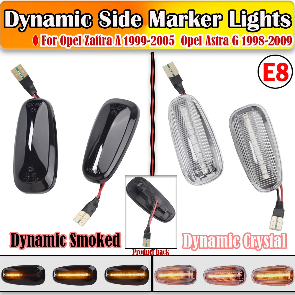 2PCS Car LED Dynamic Blinker Turn Signal Light Side Marker Lamp For Opel Zafira A 1999-2005 Astra G 1998-2009 Cadillac STS XLR