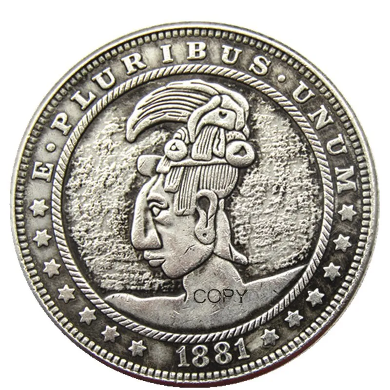 HB(115)Hobo USA 1881 Morgan Dollar skull zombie skeleton Silver Plated Copy Coins