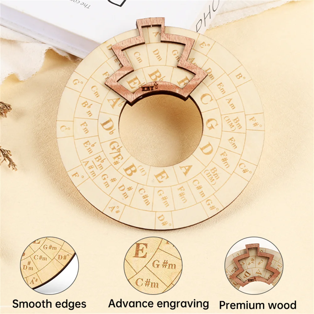 Circle of Fifths Wheel Melody Tool Wood Chord Wheel Music Transpose Accessories for Music Lover Notes Chords Key Signature