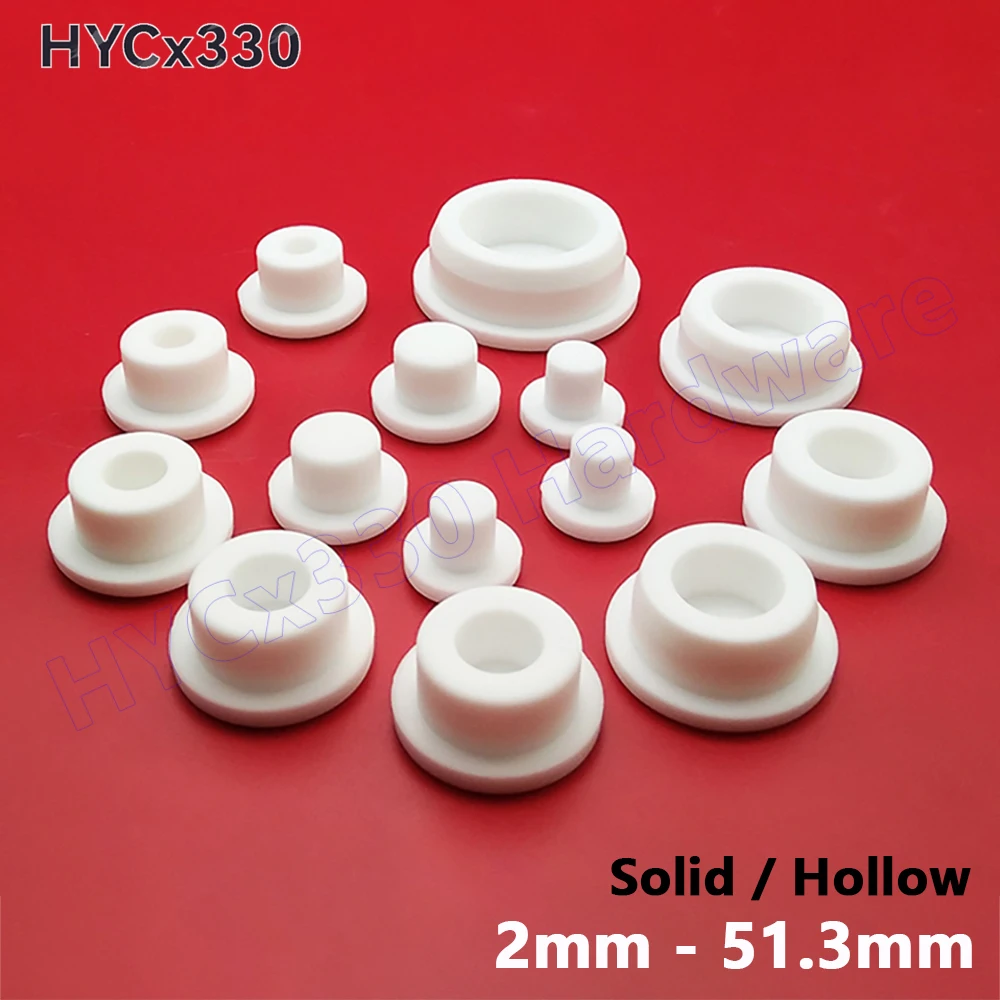 2mm - 51.3mm White Solid / Hollow Stopper Plug Silicone Rubber T-type Sealing Cap Dust Plugs,Inserts Bungs End Cap
