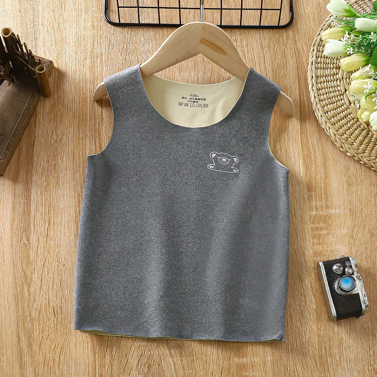 Autumn And Winter  Cotton Children's Warm Vest Padded Thickened Infant Children Shoulders Baby Comfortable Cardigan Undershirt