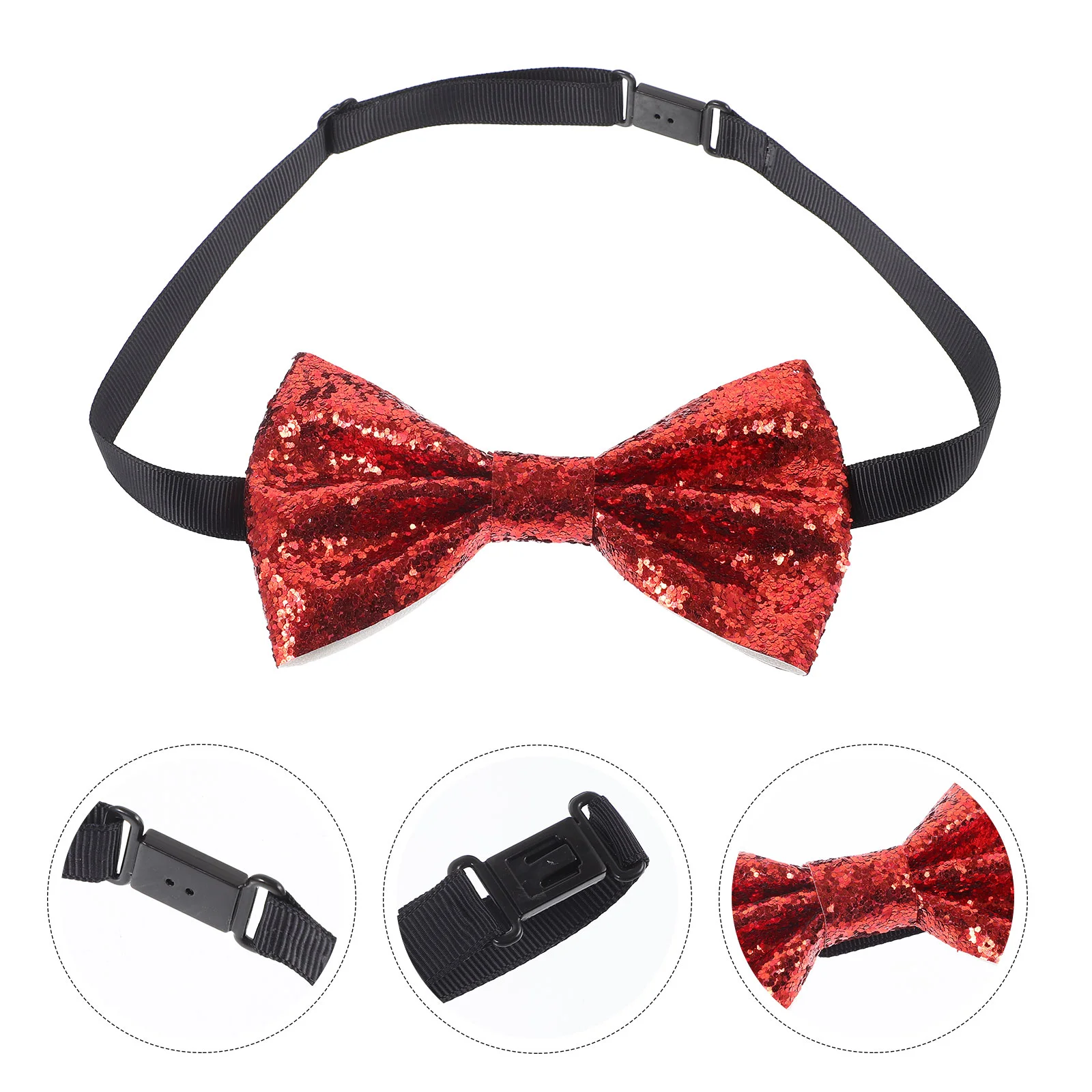 

Bow Tie Performance Banquet Children's Single Adult British Glitter Pu Color Adjustable (red) Tuxedo Bowties Men Men's Pre Tied