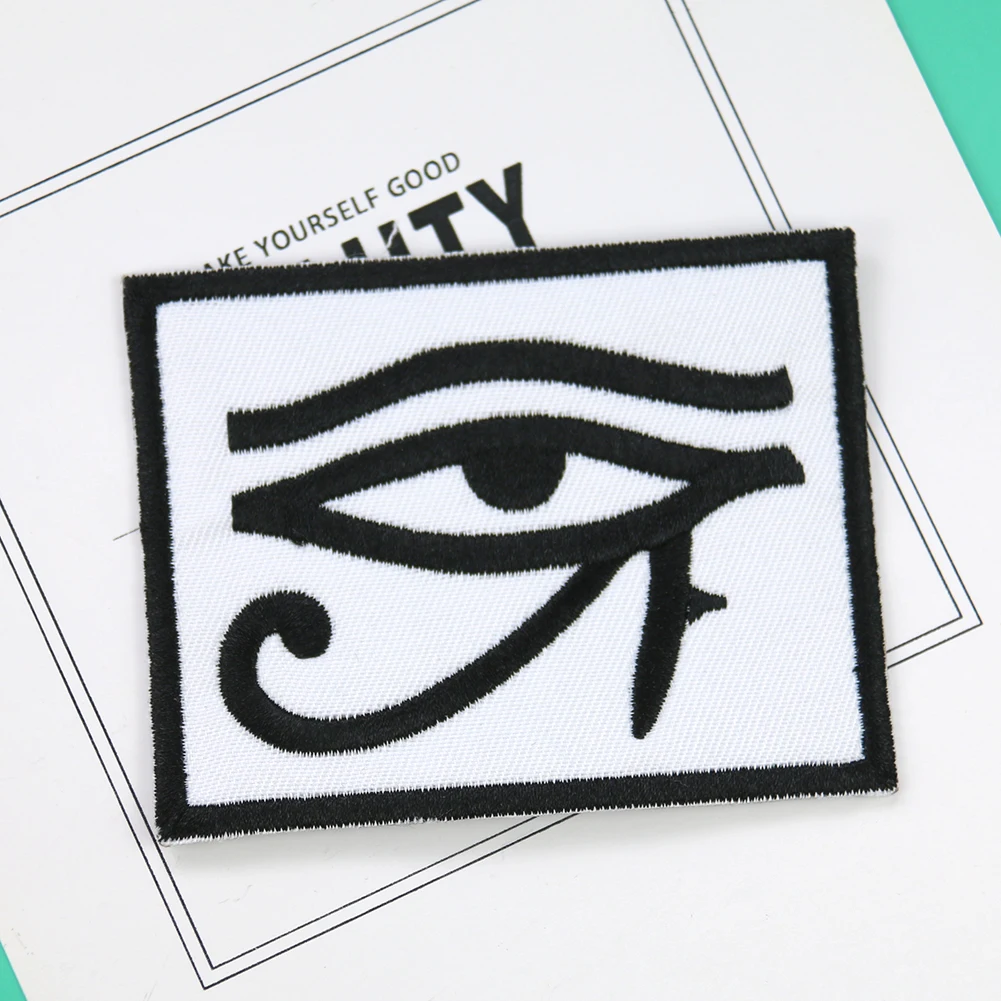 2 sztuk Eye of Horus Patch starożytny egipski Symbol ochrony tkanina haftowana naklejki żelazko na szyć łatka naszywka aplikacja do ubrania