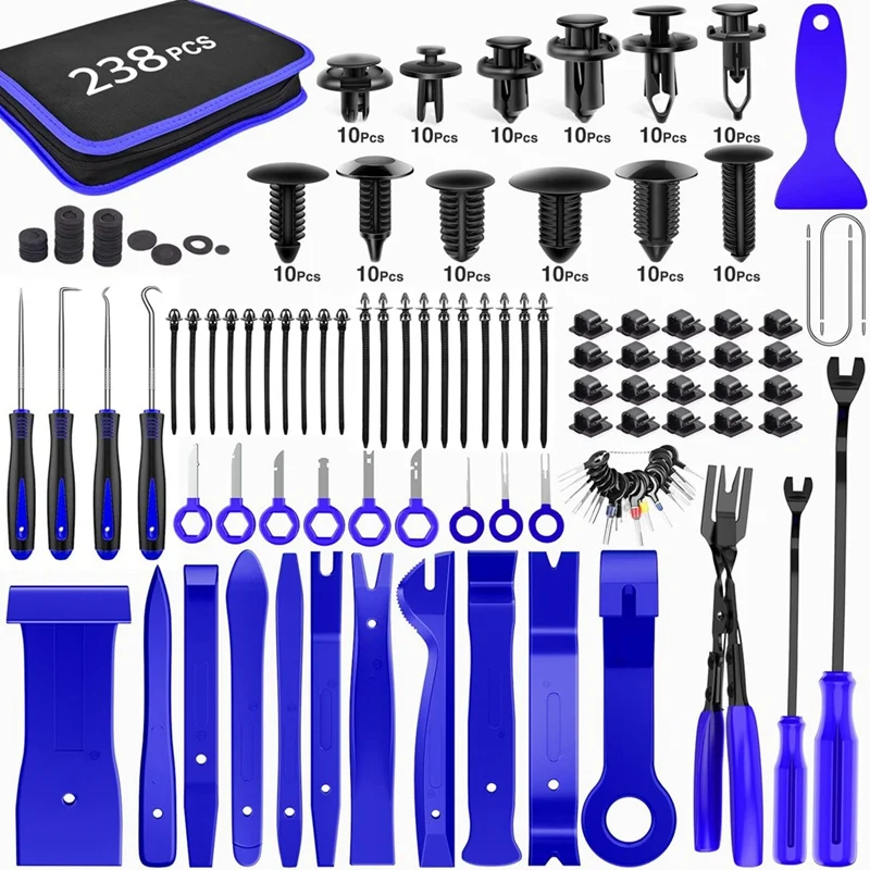 238 Pieces Trim Removal Tools, Car Push Pin Bumper Clamp Set Car Panel Radio Removal Car Clamp Fastener Terminal